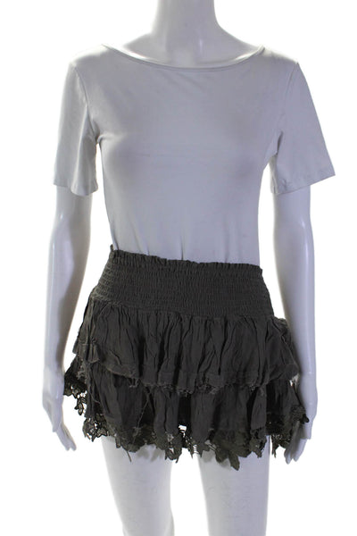 Muche Et Muchette Womens Tiered Pull On A Line Mini Skirt Gray Size One Size