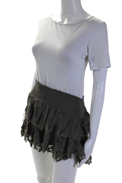 Muche Et Muchette Womens Tiered Pull On A Line Mini Skirt Gray Size One Size