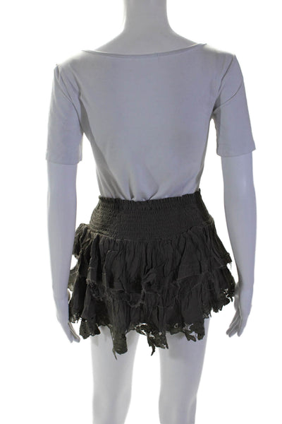 Muche Et Muchette Womens Tiered Pull On A Line Mini Skirt Gray Size One Size