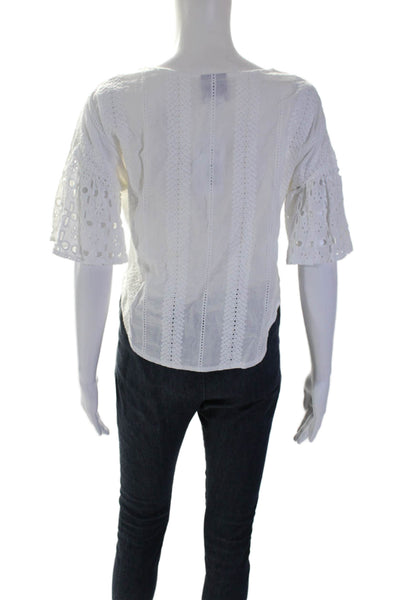 Muche Et Muchette Womens Eyelet Short Sleeves Blouse White Size One Size