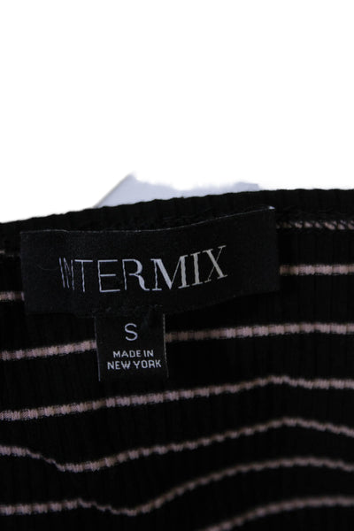 Intermix Womens Striped Ruffled Pullover Tank Top Black Pink Size Small