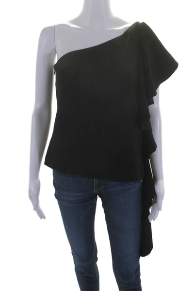 C/MEO Collective Women's Asymmetrical Ruffle Sleeveless Blouse Black Size S