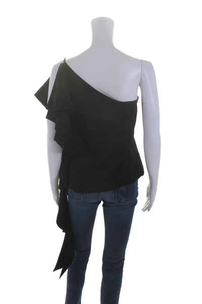 C/MEO Collective Women's Asymmetrical Ruffle Sleeveless Blouse Black Size S