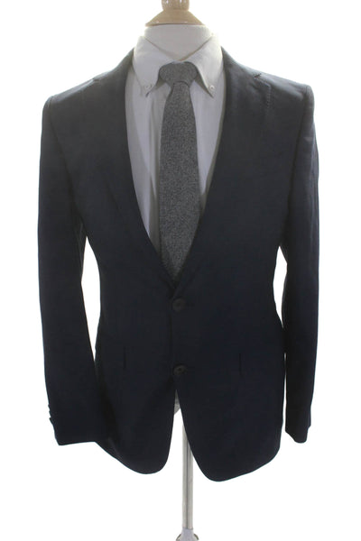 Boss Hugo Boss Men's Collared Long Sleeves Lined Two Button Jacket Blue Size 34