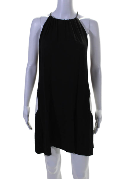 Lisa Perry Womens Sleeveless Zipped Black White Dress Size 8