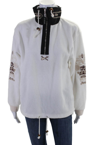 Bogner Womens High Neck Long Sleeve Pullover Half Zip Sweatshirt White Size XS