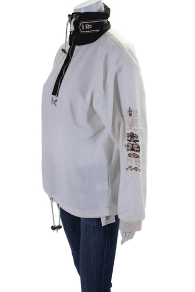 Bogner Womens High Neck Long Sleeve Pullover Half Zip Sweatshirt White Size XS