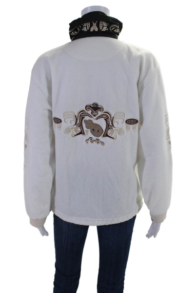Bogner Womens High Neck Long Sleeve Pullover Half Zip Sweatshirt White Size XS