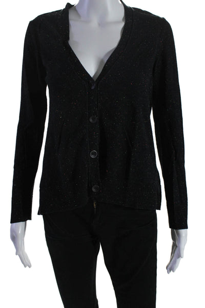 Rag & Bone Knit Womens Button Front Speckled Cardigan Sweater Navy Size Medium