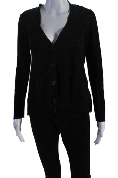 Rag & Bone Knit Womens Button Front Speckled Cardigan Sweater Navy Size Medium