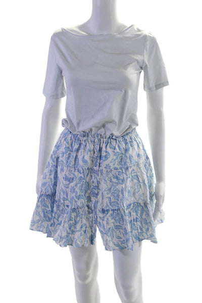 Beach Bunny Intermix Womens Floral Print Top Skirt Set White Blue Size Small/4