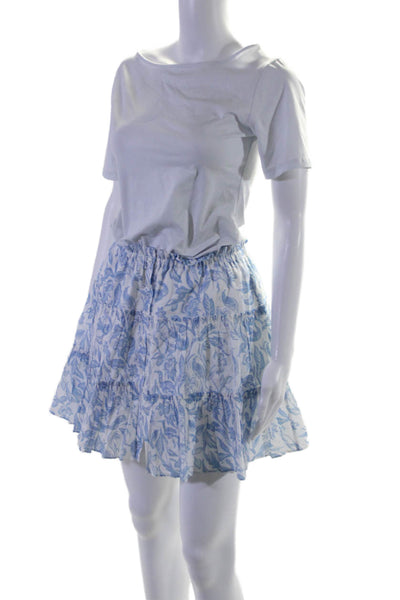 Beach Bunny Intermix Womens Floral Print Top Skirt Set White Blue Size Small/4