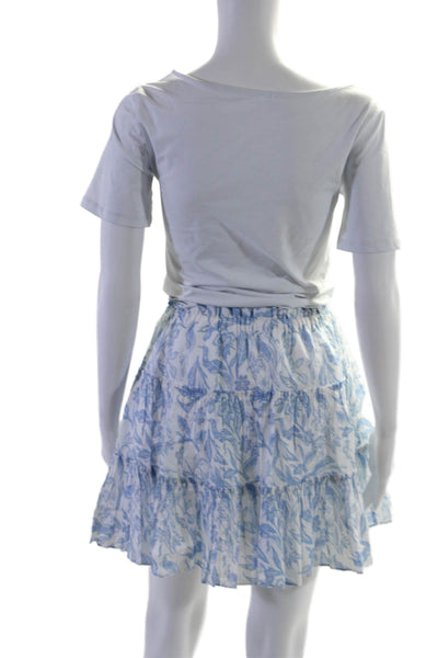 Beach Bunny Intermix Womens Floral Print Top Skirt Set White Blue Size Small/4