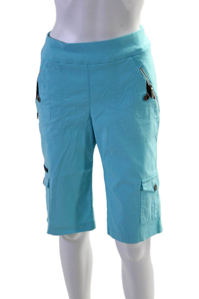 Jamie Sadock Women's Pull-On Flat Front Pockets Bermuda Shorts Blue Size 12