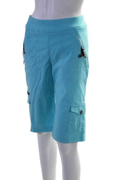 Jamie Sadock Women's Pull-On Flat Front Pockets Bermuda Shorts Blue Size 12