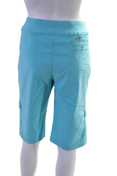 Jamie Sadock Women's Pull-On Flat Front Pockets Bermuda Shorts Blue Size 12