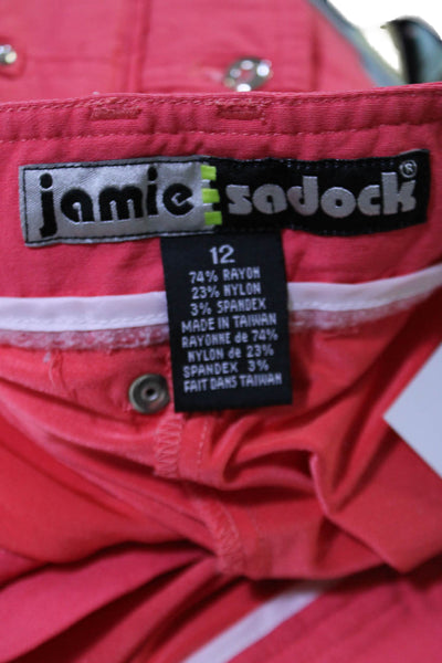 Jamie Sadock Women's Button Closure Pockets A-Line Mini Skort Red Size 12