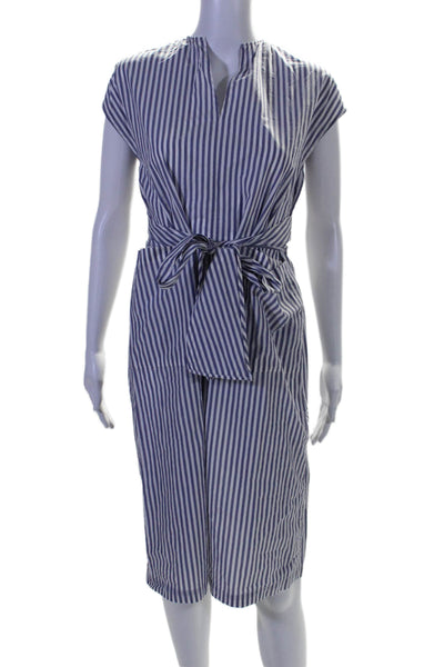 R&D.M.Co Womens Striped V Neck Sleevless Waist Tied Dress Colorblock Size M