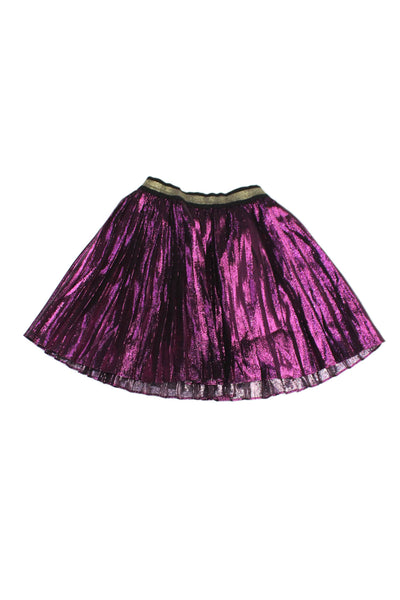 Gucci Girls Silk Blend Metallic Pleated Elastic Waist Skirt Purple Size 6