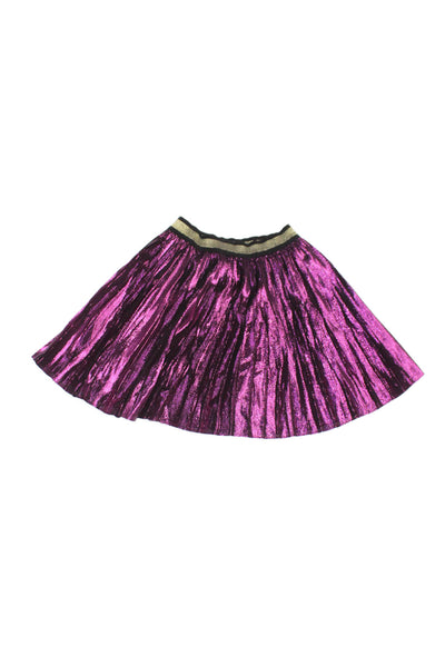 Gucci Girls Silk Blend Metallic Pleated Elastic Waist Skirt Purple Size 6