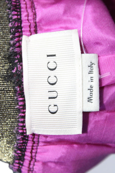 Gucci Girls Silk Blend Metallic Pleated Elastic Waist Skirt Purple Size 6