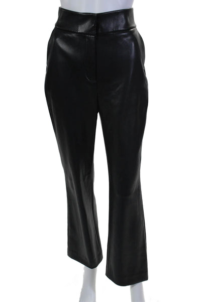 Toccin Women Faux Leather Zip Up High Rise Straight Leg Pants Black Size 4