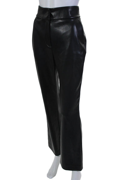 Toccin Women Faux Leather Zip Up High Rise Straight Leg Pants Black Size 4