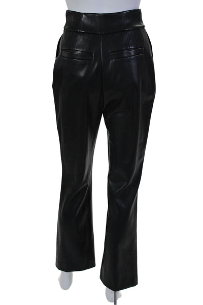 Toccin Women Faux Leather Zip Up High Rise Straight Leg Pants Black Size 4