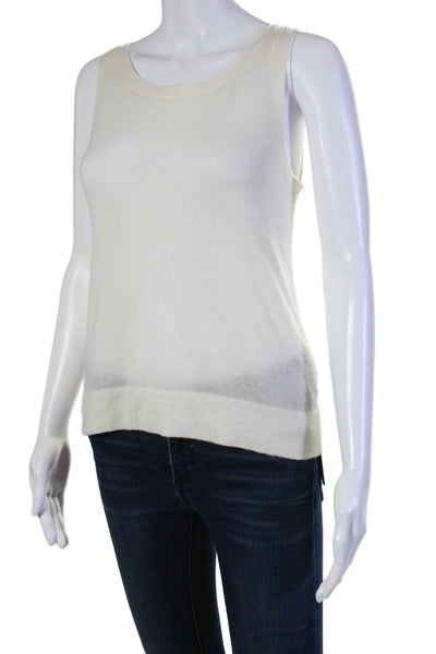 Donna Karan New York Womens Scoop Neck Cashmere Knit Tank Top White Size Medium