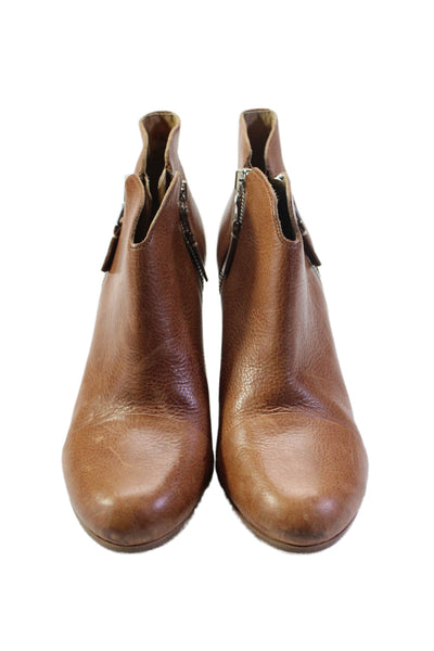 Rag & Bone Womens Leather Round Toe Zip Up Ankle Boots Brown Size 38.5 8.5