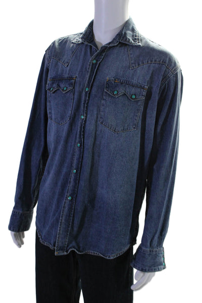 Stetson Men's Collared Long Sleeves Patch Pockets Button Up Denim Shirt Size M