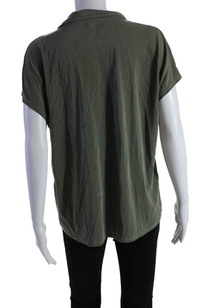 Green Envelope Womens Short Sleeved Collared Buttoned Shirt Green Size XL