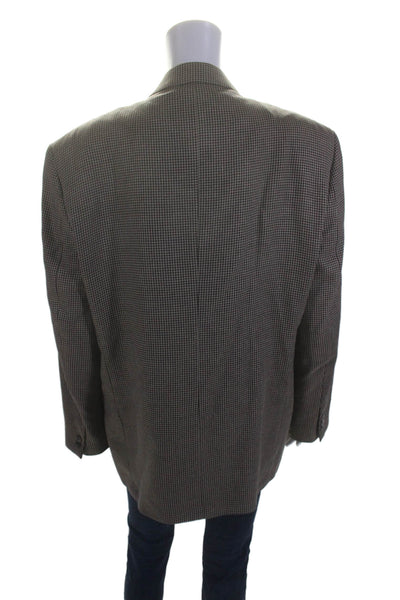 Carlo Palazzi Womens Wool Checkered Buttoned Long Sleeve Blazer Brown Size M