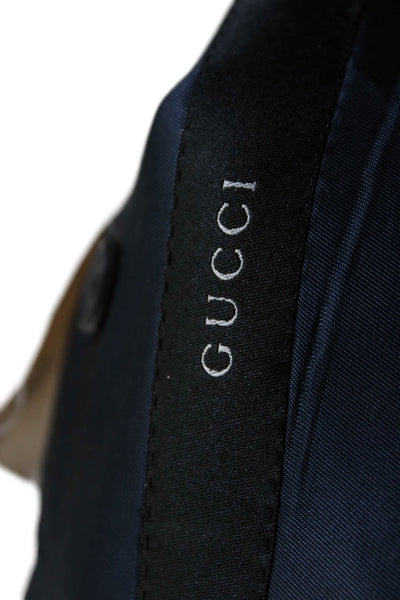 Gucci Mens Three Button Blazer Jacket Black Wool Blend Size EUR 54 Long