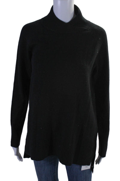 Magaschoni Womens Cashmere Long Sleeves Turtleneck Sweater Black Size Medium