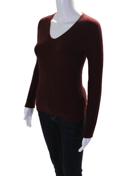 The Row Womens Long Sleeves Pullover V Neck Sweater Wine Red Size Small