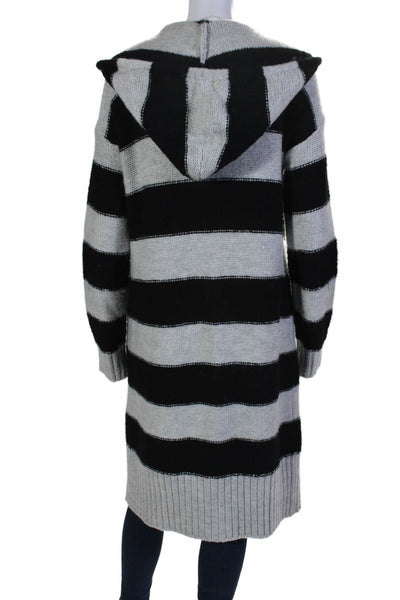 Sanctuary Womens Striped Long Sleeves Hoodie Black Grey Size Extra Small