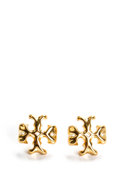 Tory Burch Womens Gold Tone Roxanne Logo Stud Earrings