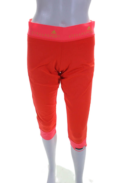 Adidas Stella Sport Womens Mid-Rise Cropped Activewear Leggings Orange Size M