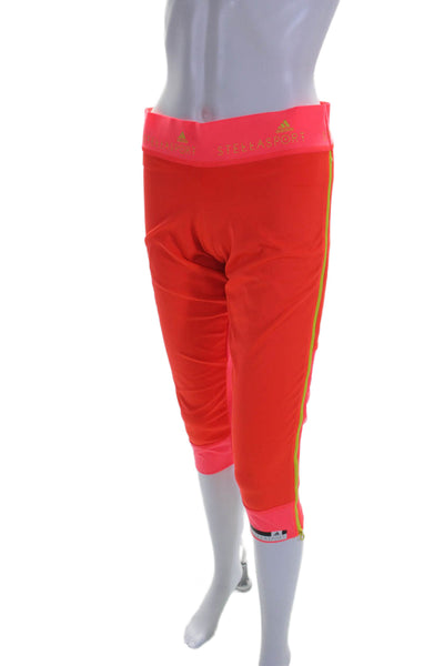 Adidas Stella Sport Womens Mid-Rise Cropped Activewear Leggings Orange Size M