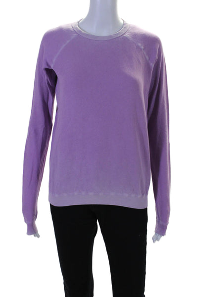 FREE CITY Womens Long Sleeve Crew Neck Sweatshirt Purple Cotton Size 2XS