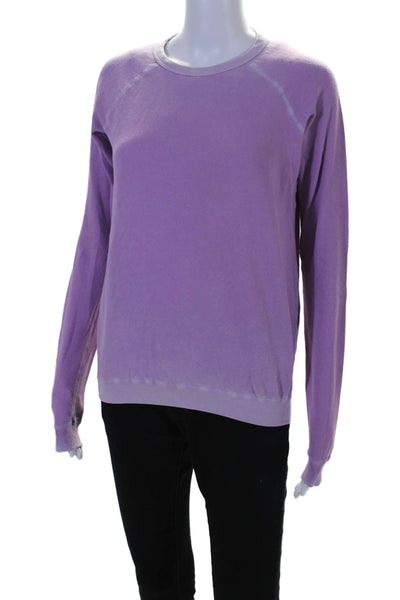 FREE CITY Womens Long Sleeve Crew Neck Sweatshirt Purple Cotton Size 2XS