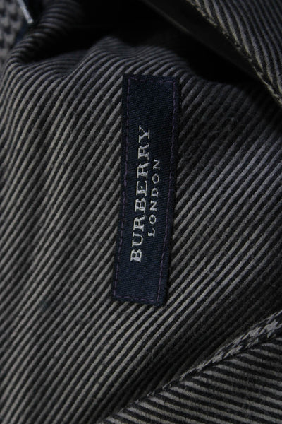 Burberry London Blue Label Mens Cotton Striped Dress Shirt Gray Size XL