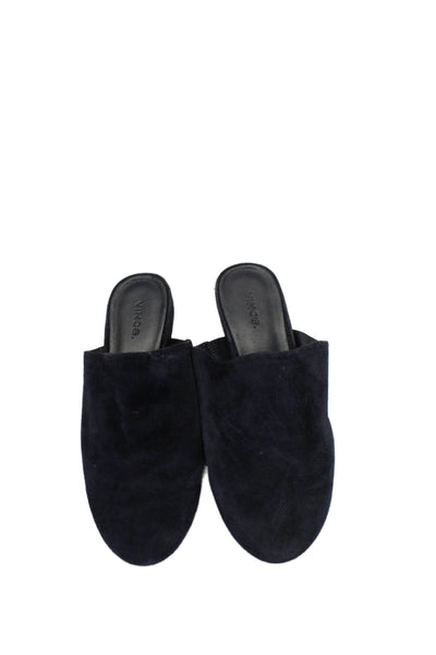 Vince Womens Slip On Round Toe Mules Navy Blue Suede Size 8M