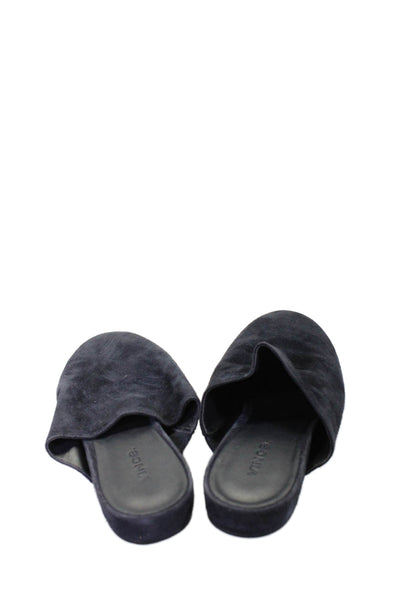 Vince Womens Slip On Round Toe Mules Navy Blue Suede Size 8M