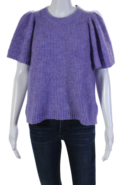 Munthe Womens Short Sleeve Crew Neck Knit Top Purple Size EU 40