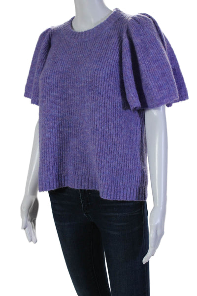 Munthe Womens Short Sleeve Crew Neck Knit Top Purple Size EU 40