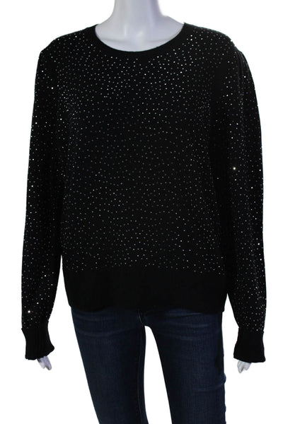 Generation Love Womens Crew Neck Crystal Studded Sweater Black Wool Size Medium