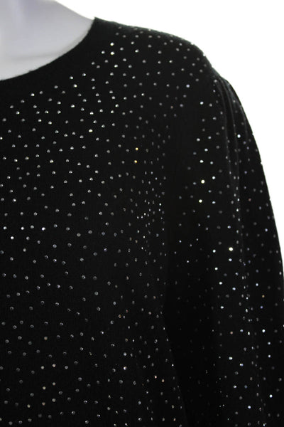 Generation Love Womens Crew Neck Crystal Studded Sweater Black Wool Size Medium