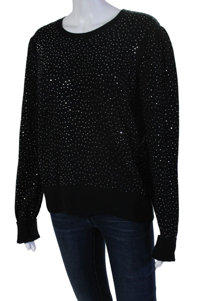 Generation Love Womens Crew Neck Crystal Studded Sweater Black Wool Size Medium